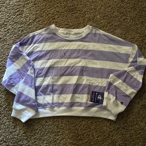 Champion purple & white striped cropped shirt. Never worn. NWT